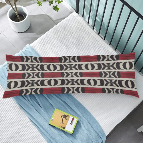repeating pattern black and white zebra print with red Body Pillow Case 20" x 54" (Two Sides)