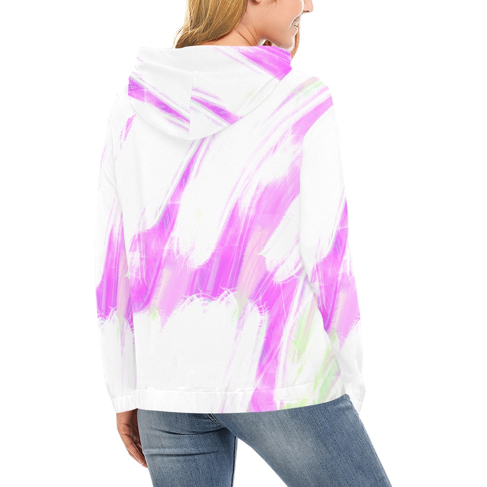 Tye Dye Pink All Over Print Hoodie for Women (USA Size) (Model H13)