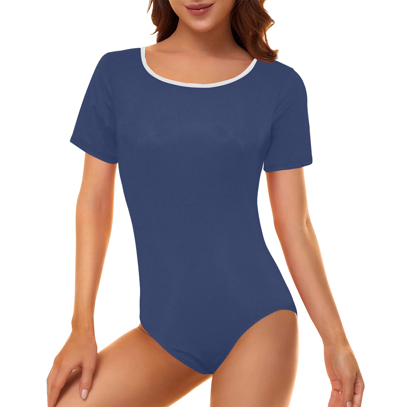 color Delft blue Women's Short Sleeve Bodysuit