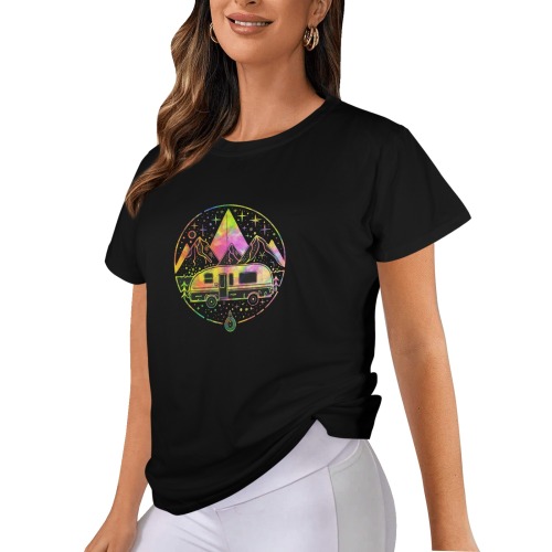 Camping Starlight Women's Glow in the Dark T-shirt (Front Printing)