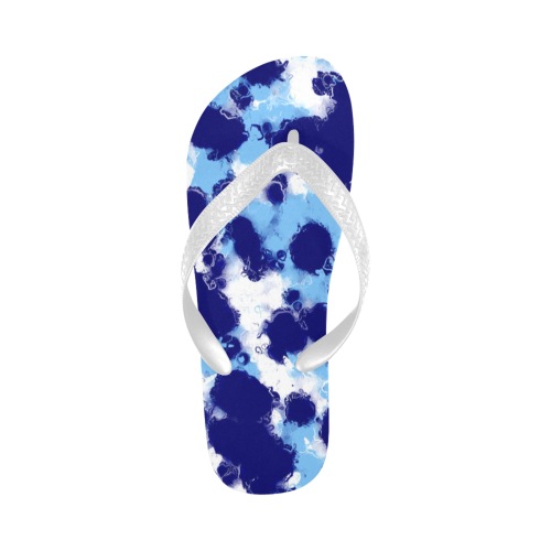 Light Blue, Navy and White Abstract Flip Flops for Men/Women (Model 040)