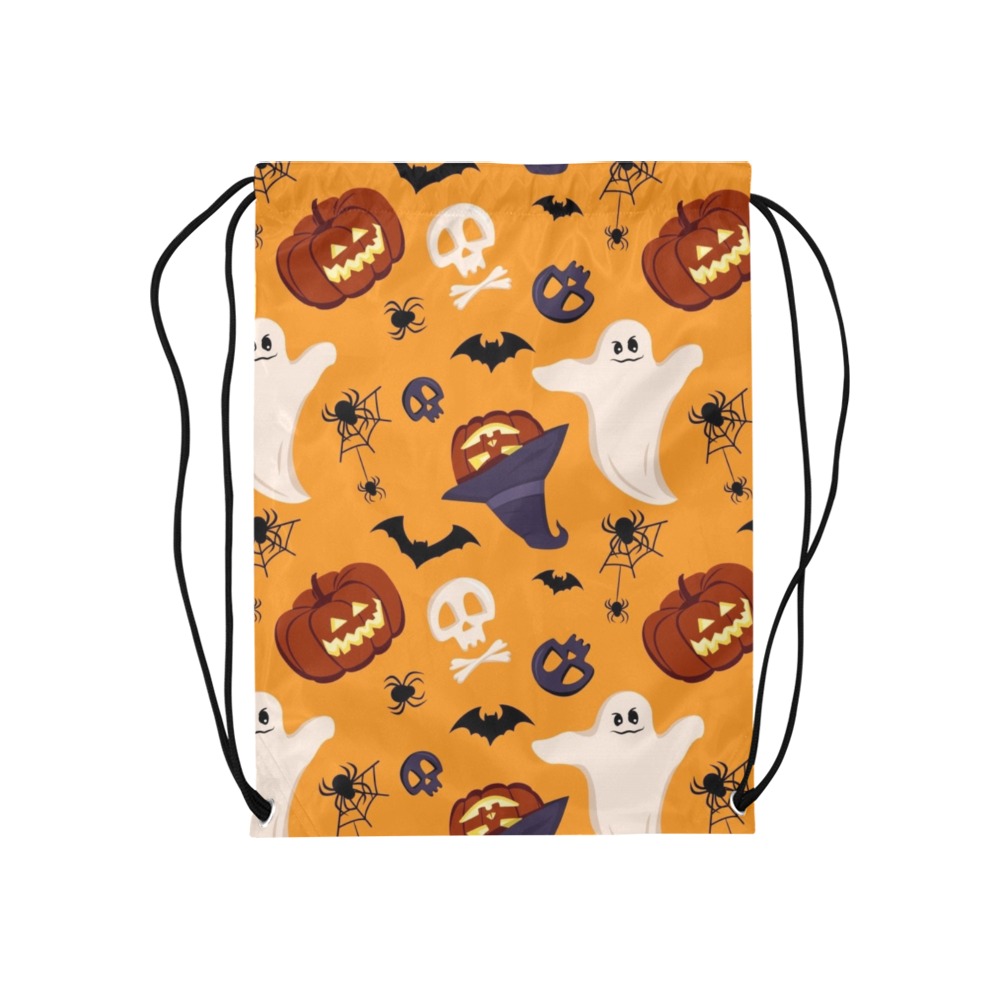 Ghosts and Pumpkins Medium Drawstring Bag Model 1604 (Twin Sides) 13.8"(W) * 18.1"(H)