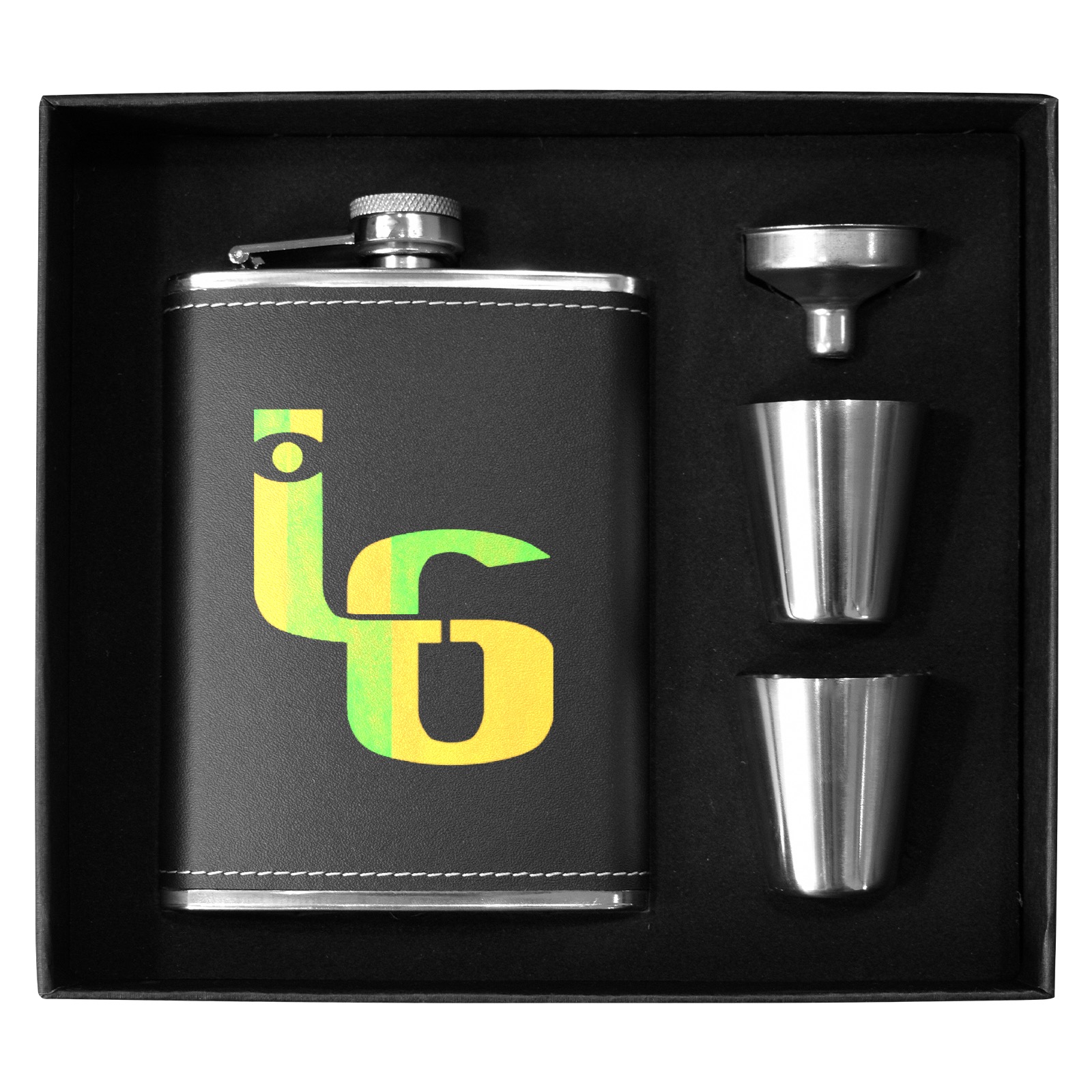 LG 8oz Black Leather Hip Flask