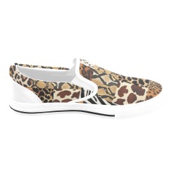Wild Fusion Slip-on Canvas Shoes (White) Women's Slip-on Canvas Shoes (Model 019)