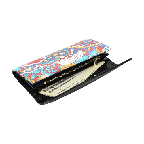Retro Mod Abstract Floral Women's Flap Wallet (Model 1707)