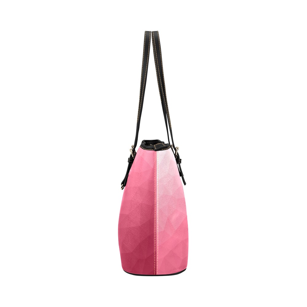 Magenta pink ombre gradient geometric mesh pattern Leather Tote Bag/Small (Model 1651)