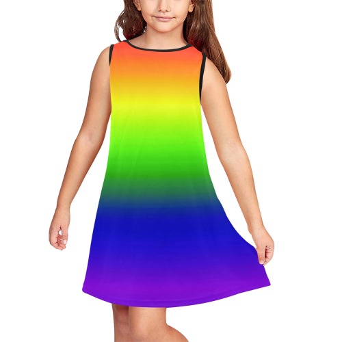 rainbow side Girls' Sleeveless Dress (Model D58)
