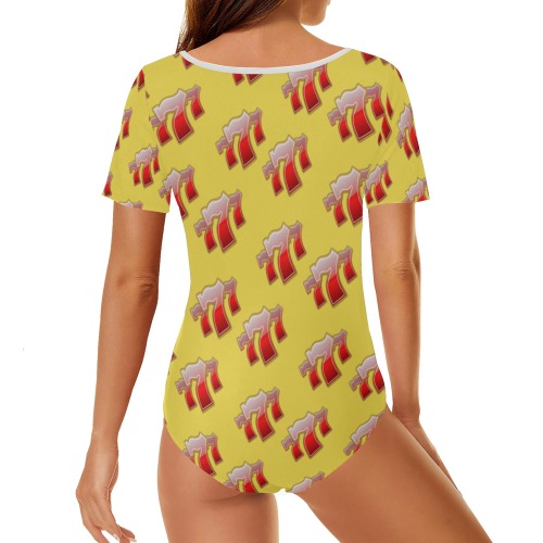 Las Vegas Lucky Sevens 777 - Yellow Women's Short Sleeve Bodysuit