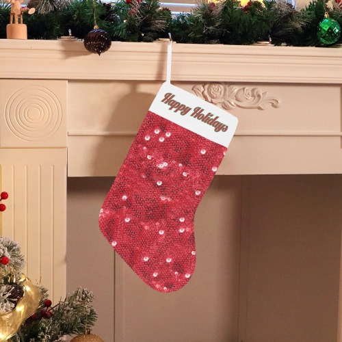Sparkling Sequin-Look Christmas Stocking (Custom Text on The Top)