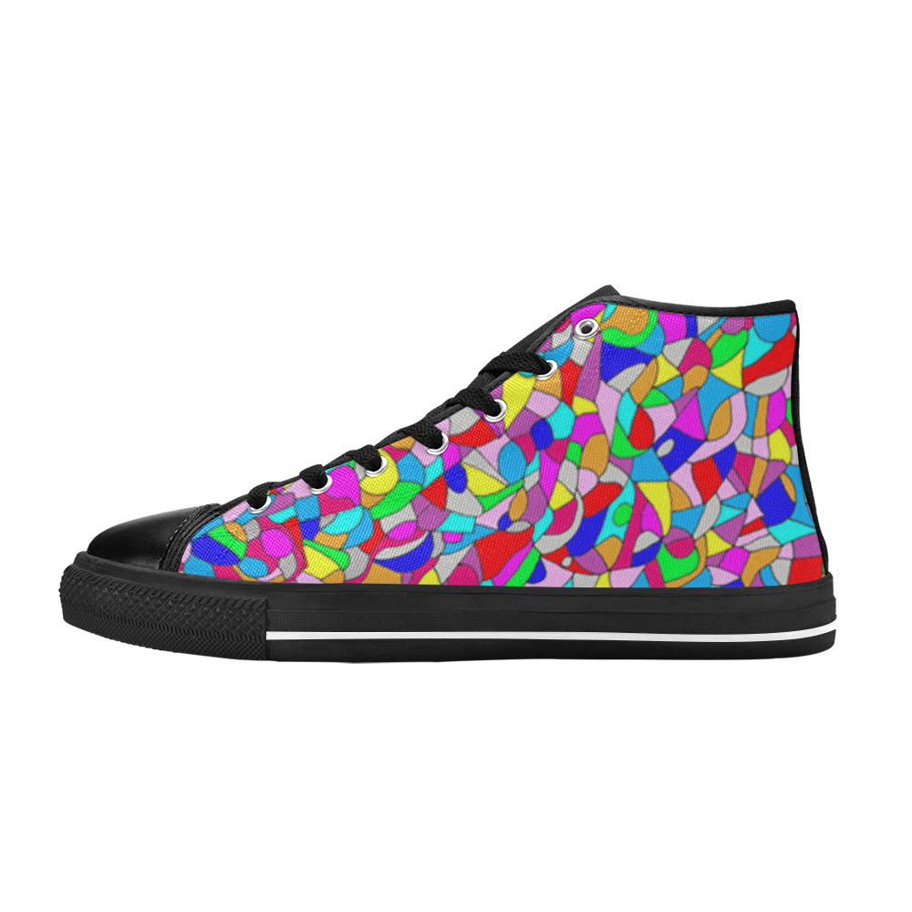 Abstract pebbles on a Beach Women's Classic High Top Canvas Shoes (Model 017)