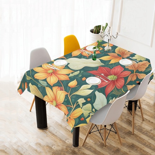 Fabulous Florals 9 Cotton Linen Tablecloth 60" x 90"