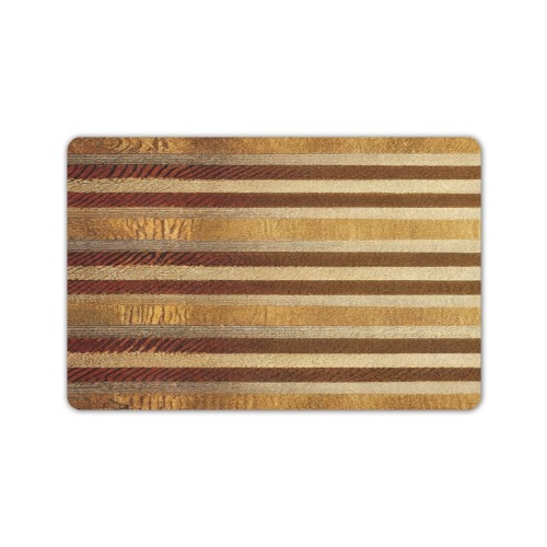 gold and brown striped pattern Doormat 24"x16" (Black Base)