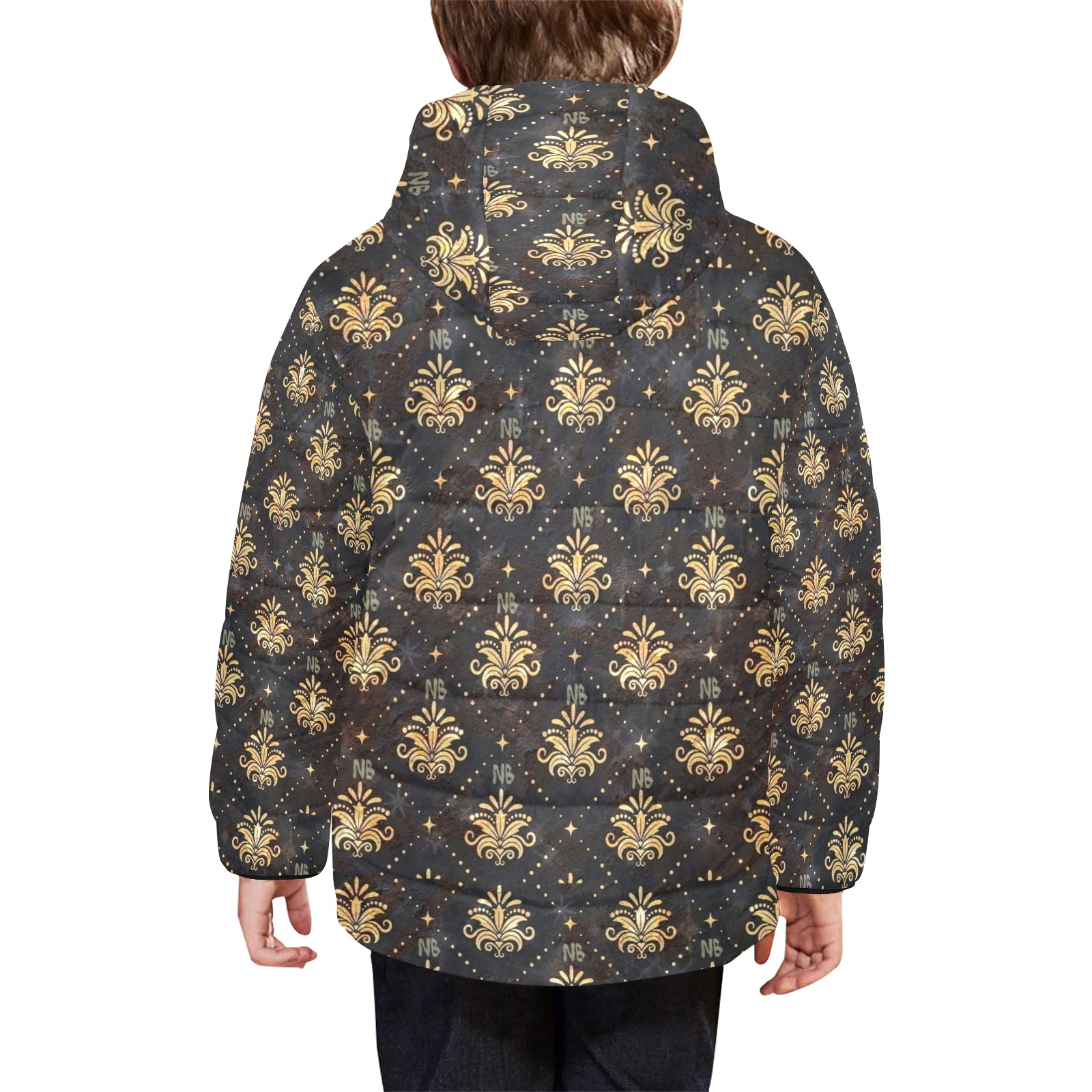 Royal Pattern by Nico Bielow Kids' Padded Hooded Jacket (Model H45)