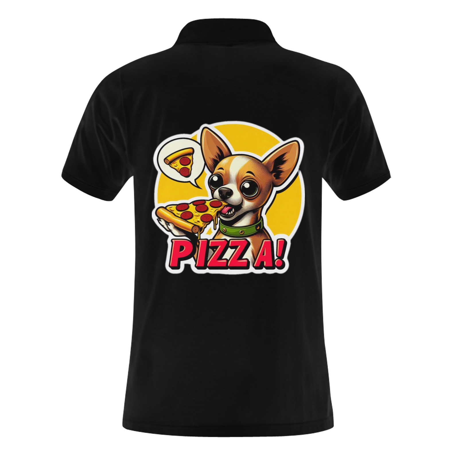 CHIHUAHUA EATING PIZZA 11 Men's Polo Shirt (Model T24)