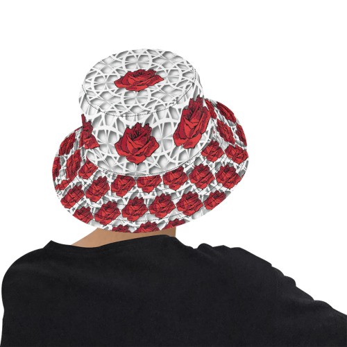 Spanish Rose - red and white Unisex Summer Bucket Hat