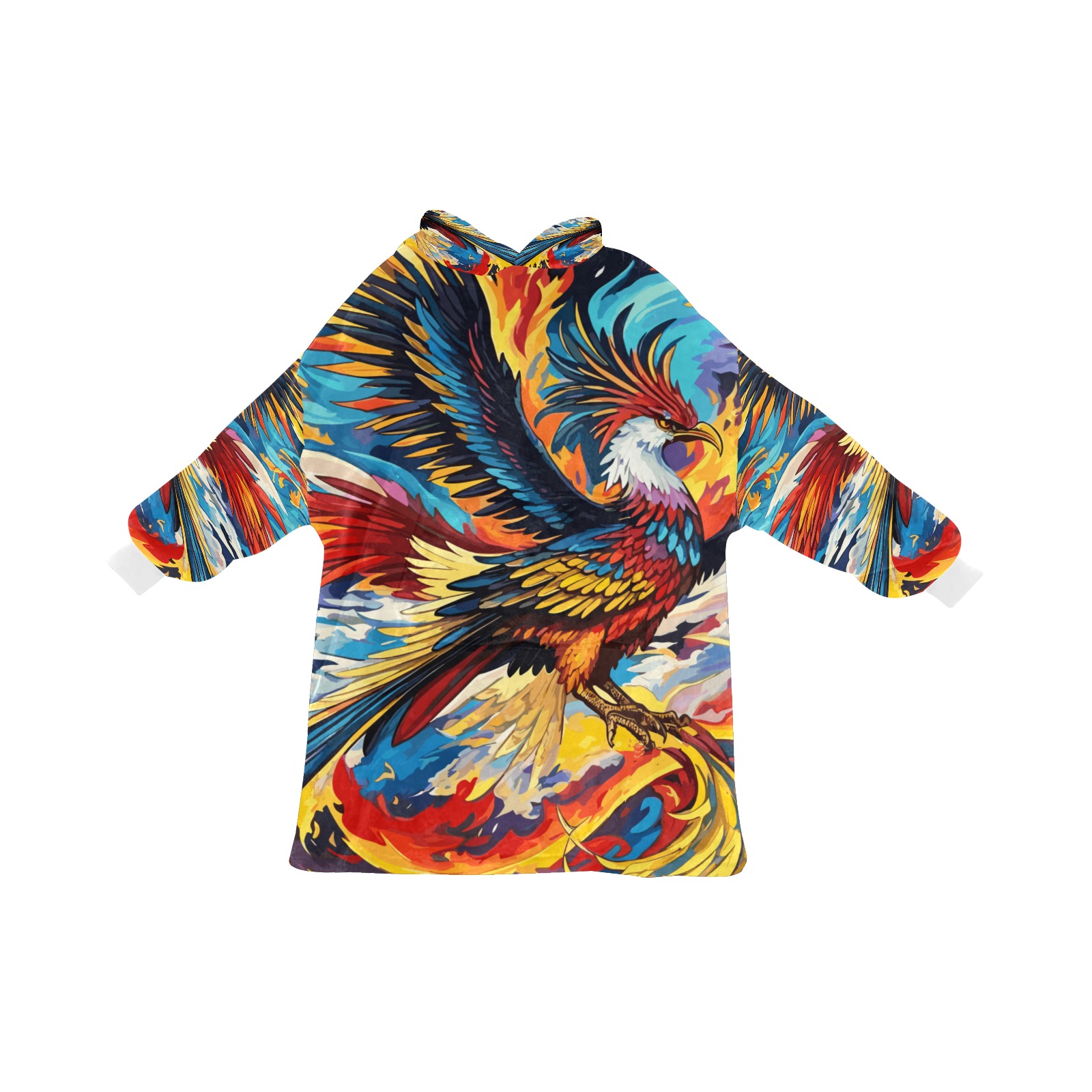 Cute fantasy phoenix birds and fire colorful art. Blanket Hoodie for Men