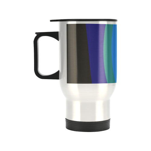 Dimensional Blue Abstract 915 Travel Mug (Silver) (14 Oz)