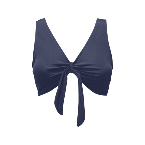 Solid Colors Dark Blue Chest Bowknot Bikini Top (Model S33)