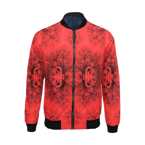 Autumn Reds in the Garden Frost Fractal All Over Print Bomber Jacket for Men (Model H19)
