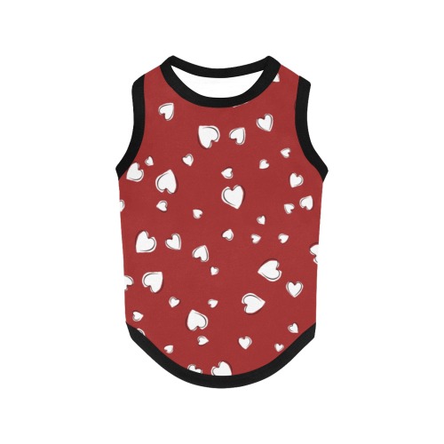 White Hearts Floating on Red All Over Print Pet Tank Top