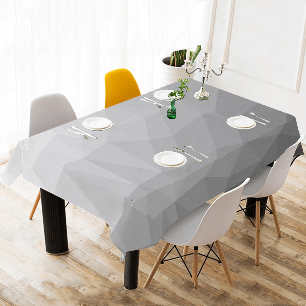 Grey Gradient Geometric Mesh Pattern Cotton Linen Tablecloth 60"x 104"