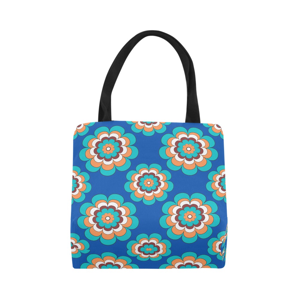 Turquoise Flower on Blue Canvas Tote Bag (Model 1657)