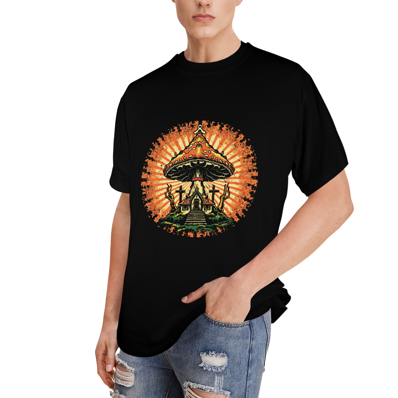 Mushroom Church Men's Glow in the Dark T-shirt (Front Printing)