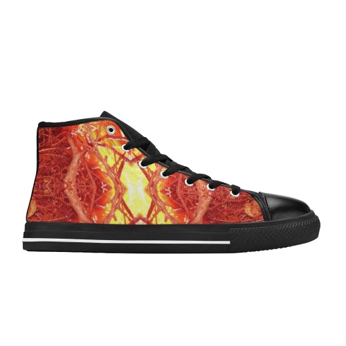 Abstract Fire Women's Classic High Top Canvas Shoes (Model 017)