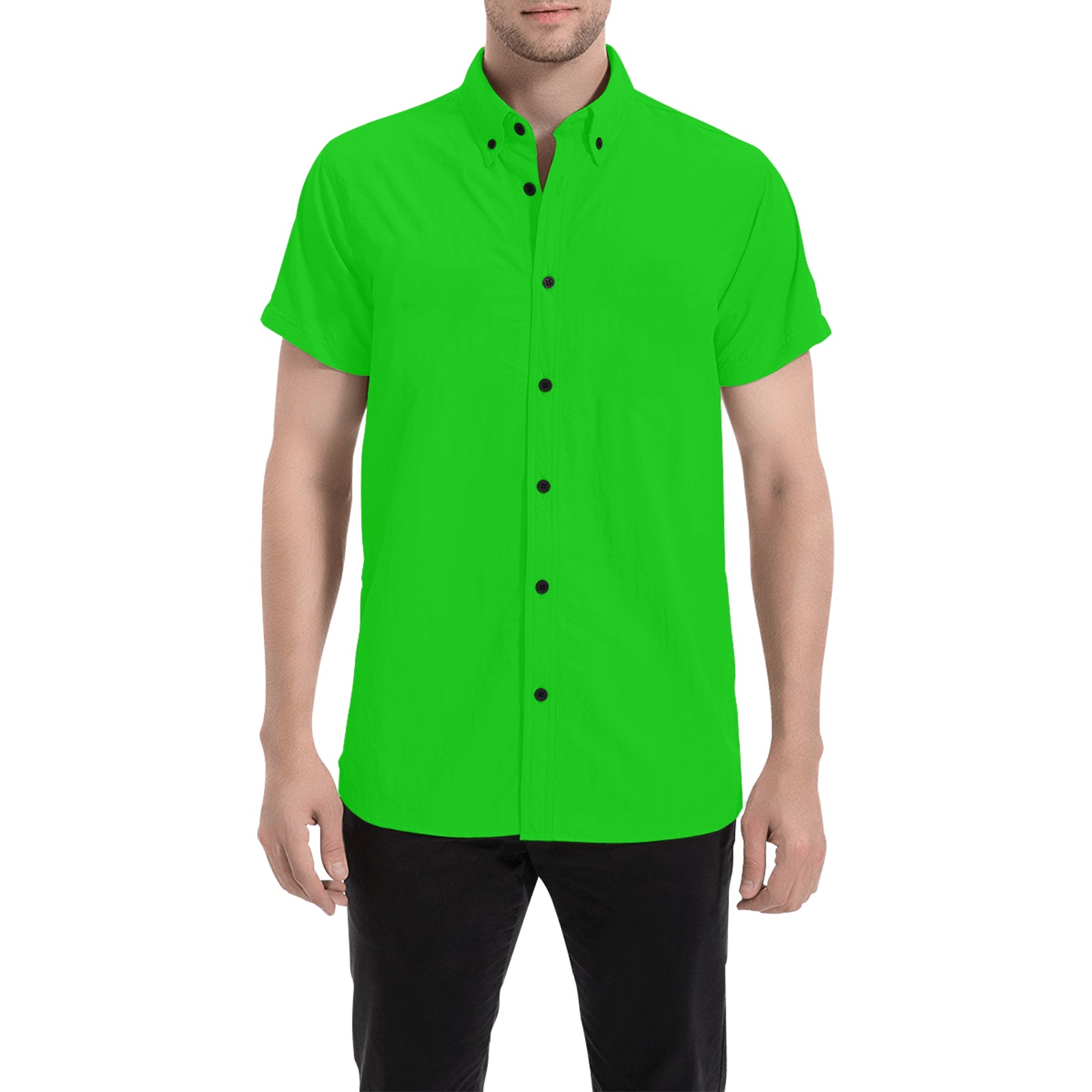 Merry Christmas Green Solid Color Men's All Over Print Short Sleeve Shirt (Model T53)