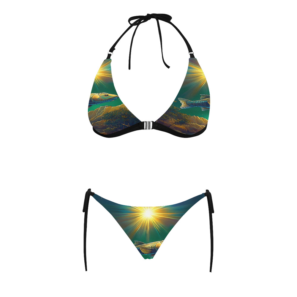 Celestial Swim Buckle Front Halter Bikini Swimsuit (Model S08)