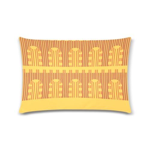 Architectural Geometric Pattern in Yellow and Orange Custom Zippered Pillow Case 16"x24"(Twin Sides)