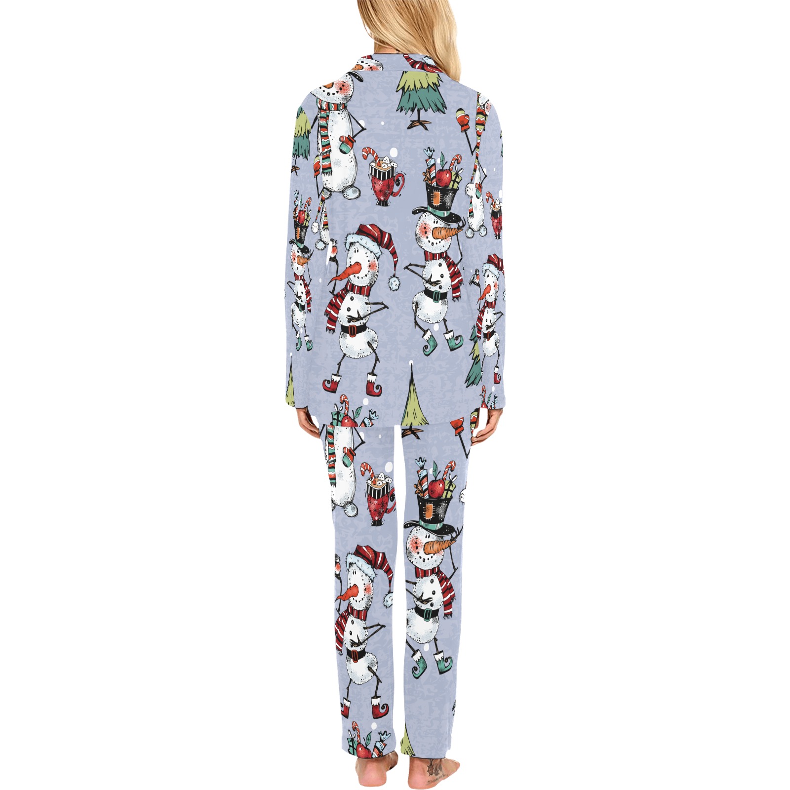 Skinny Snowman Women's Long Pajama Set