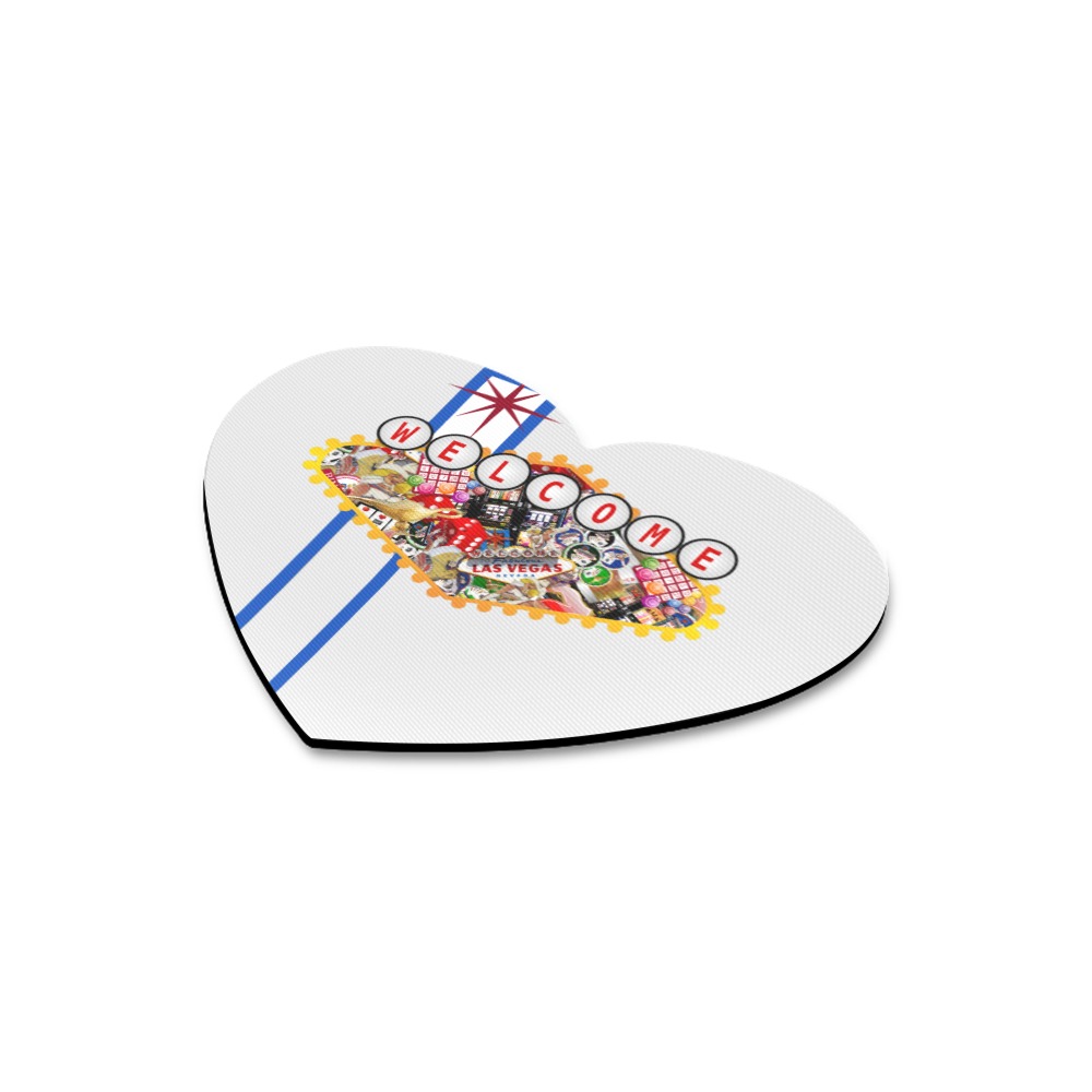 Las Vegas Icons Sign Gamblers Delight - Silver Heart-shaped Mousepad