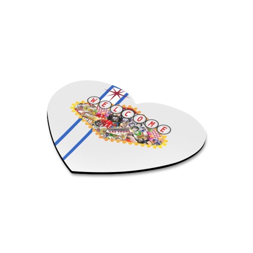 Las Vegas Icons Sign Gamblers Delight - Silver Heart-shaped Mousepad