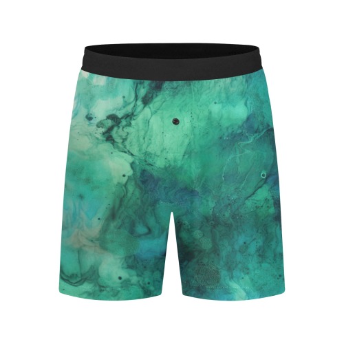 CG_a_green_and_blue_textured_surface_in_the_style_of_fluid_ink__8ea3f316-602e-4f64-bcf8-c283f84ca5b3 Men's Mid-Length Pajama Shorts (Model L46)