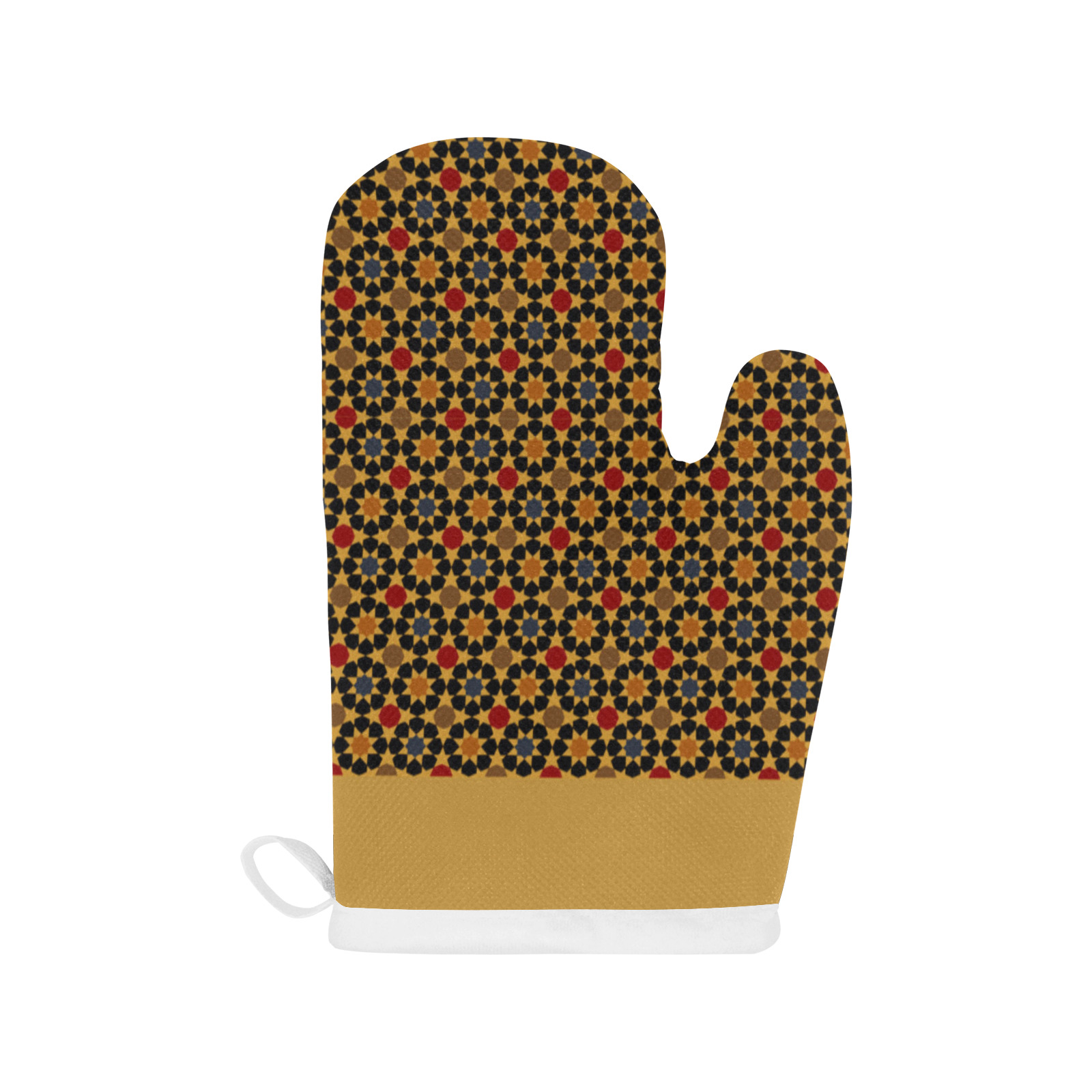 Moroccan Tile Pattern Linen Oven Mitt (Two Pieces)