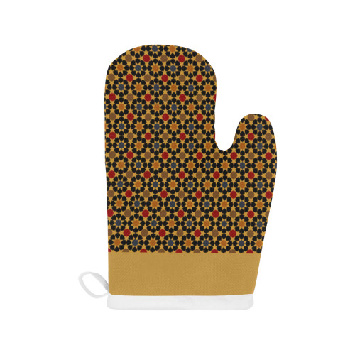 Moroccan Tile Pattern Linen Oven Mitt (Two Pieces)