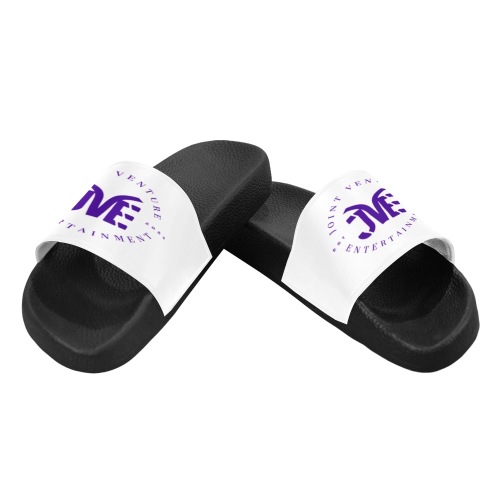 JVE Culture Unique Sliders (White and Blue) Men's Slide Sandals (Model 057)