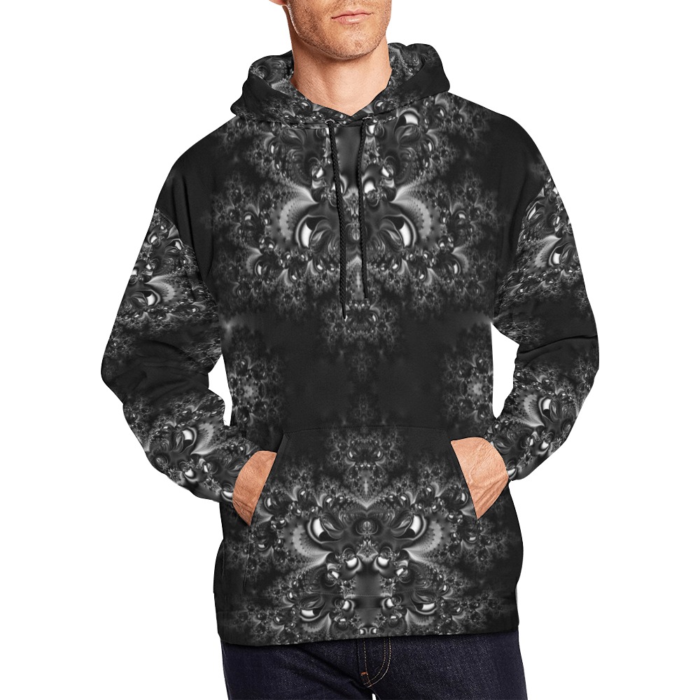 Frost at Midnight Fractal All Over Print Hoodie for Men (USA Size) (Model H13)