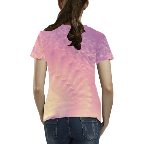 Ô Lilac Cream All Over Print T-Shirt for Women (USA Size) (Model T40)
