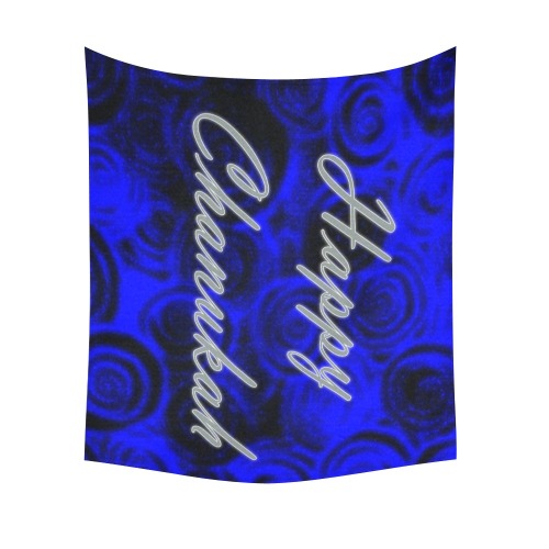 Happy Chanukah Swirls Cotton Linen Wall Tapestry 60"x 51"