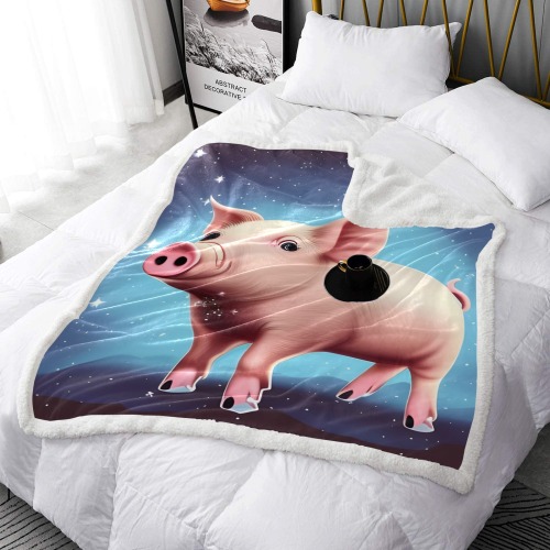 The Pig Double Layer Short Plush Blanket 50"x60"