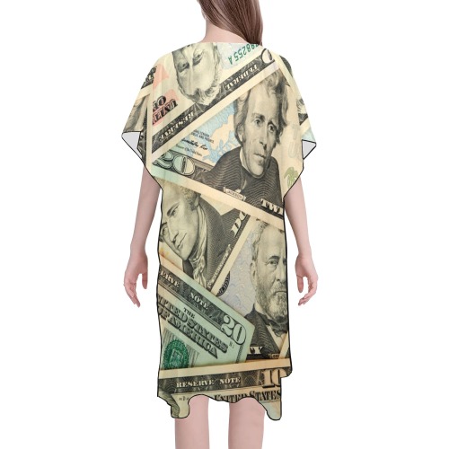 US PAPER CURRENCY Mid-Length Side Slits Chiffon Cover Ups (Model H50)