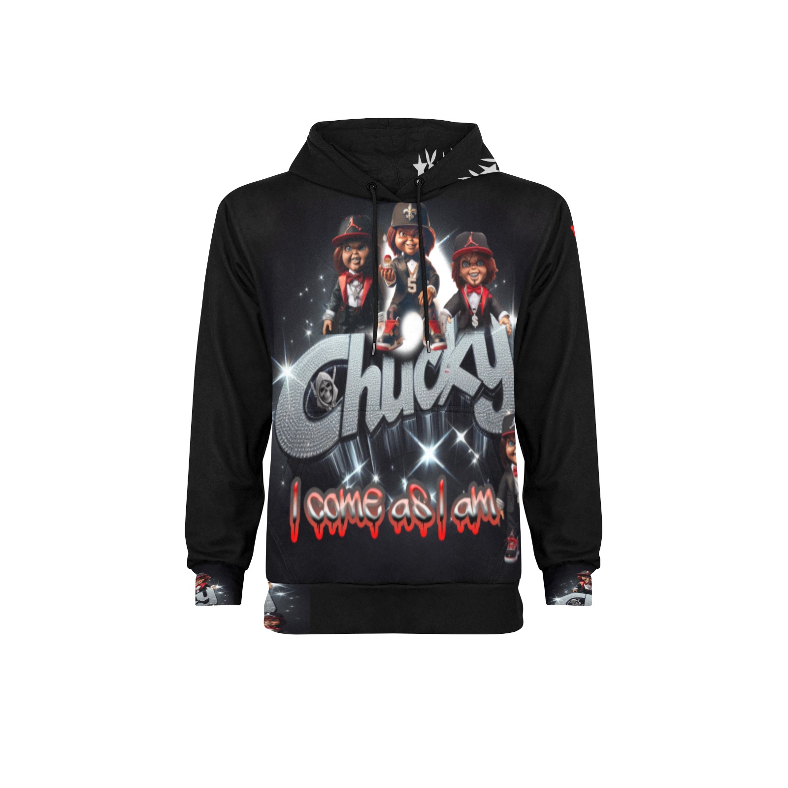 GROOM CHUCKY Men's Long Sleeve Fleece Hoodie (Model H55)