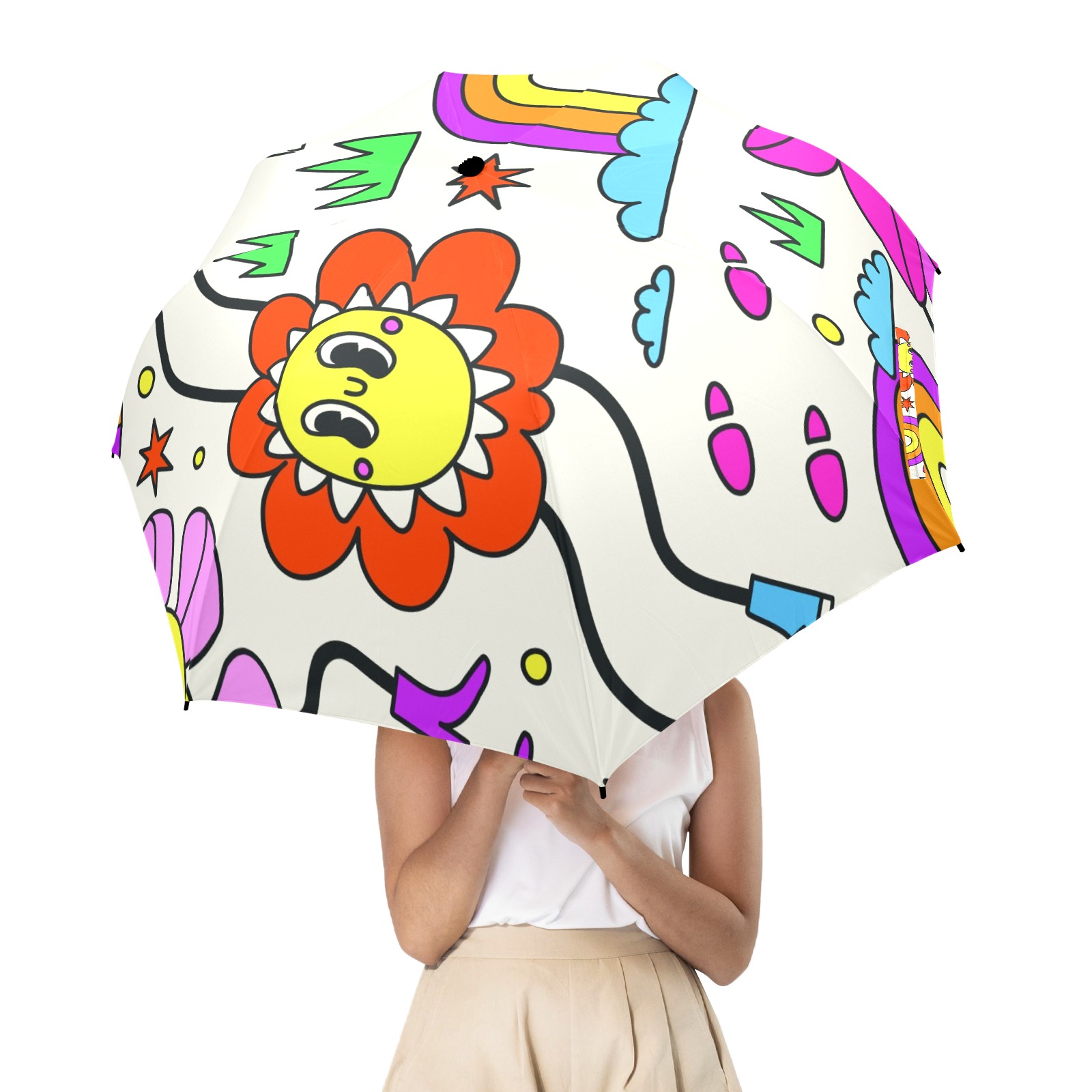 Funky Sunshine Semi-Automatic Foldable Umbrella (Model U12)