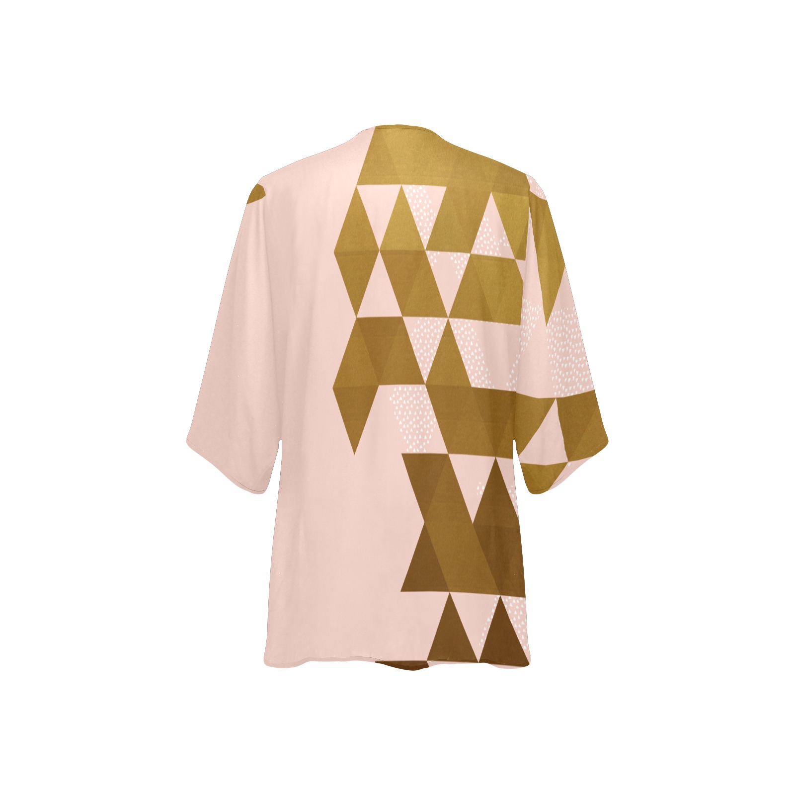 Mosaic of golden triangles Women's Kimono Chiffon Cover Ups (Model H51)