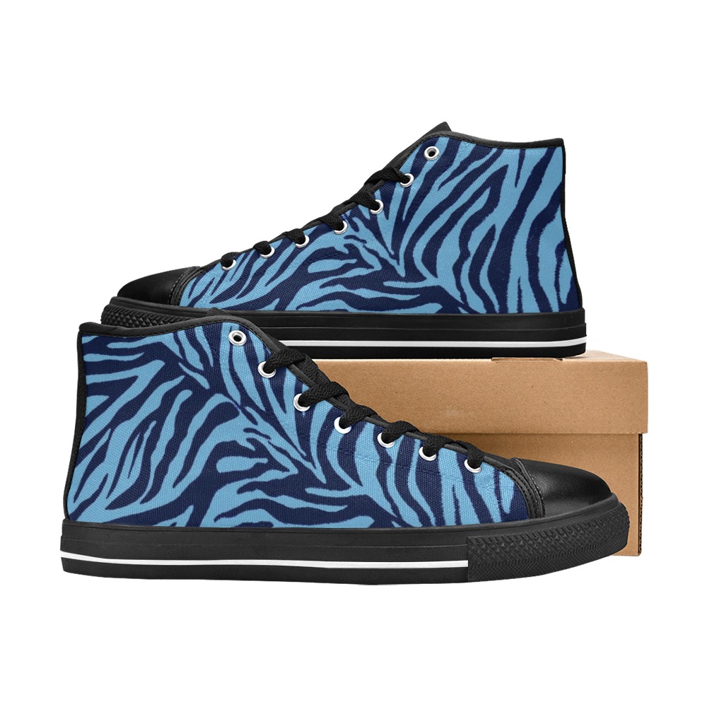 zebra 3 shades of blue Men’s Classic High Top Canvas Shoes (Model 017)