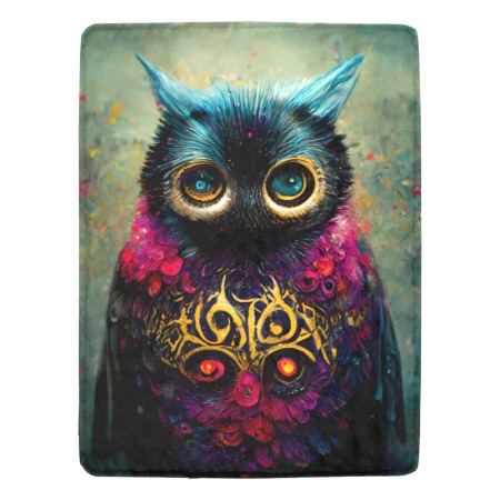 Colorful Owl Fleece Blanket 60x80