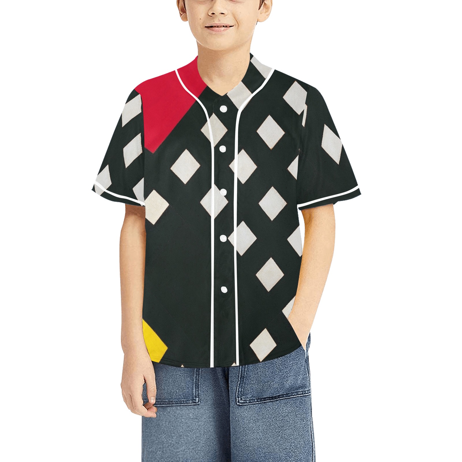 Counter-composition XV by Theo van Doesburg- All Over Print Baseball Jersey for Kids (Model T50)
