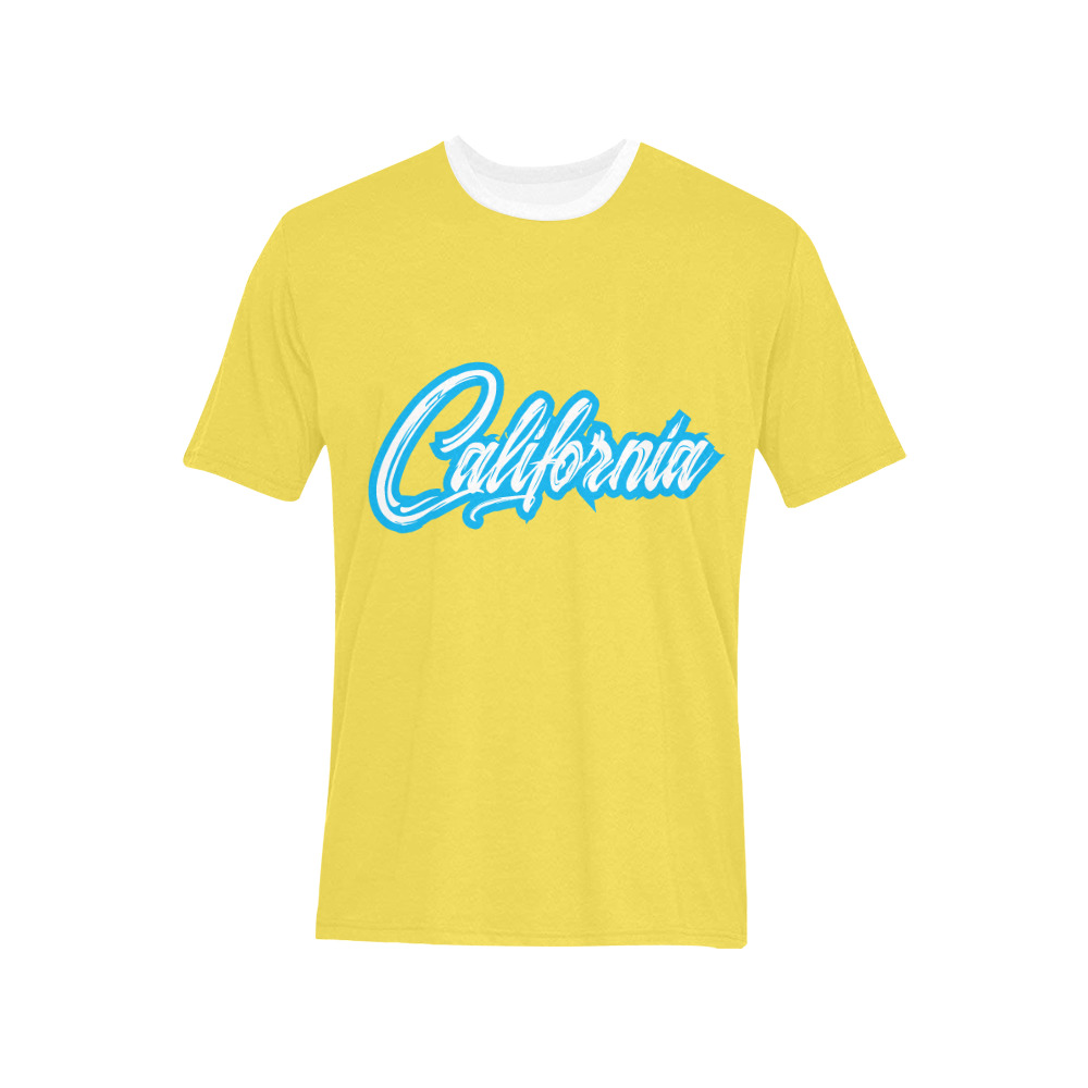YELLOW Men's All Over Print T-Shirt (Solid Color Neck) (Model T63)
